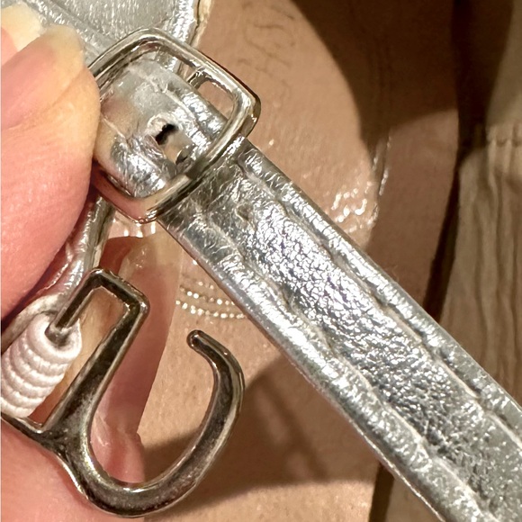 Silver Ballet Flats Double Strap Mary Jane Tuggle Strap 6.5 - Picture 5 of 8